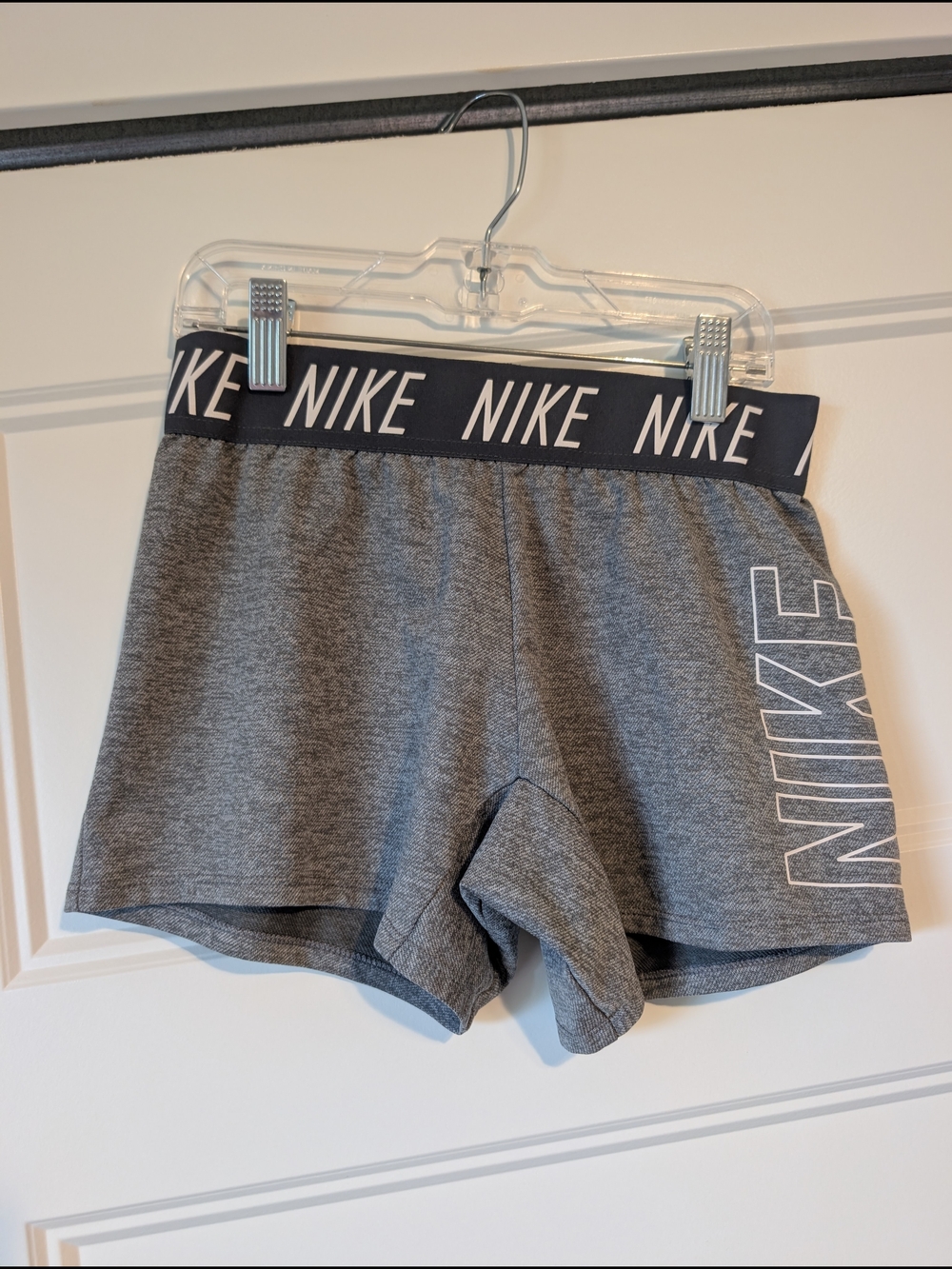 Nike Girl's Heather Gray Athletic Shorts with Branded Waistband